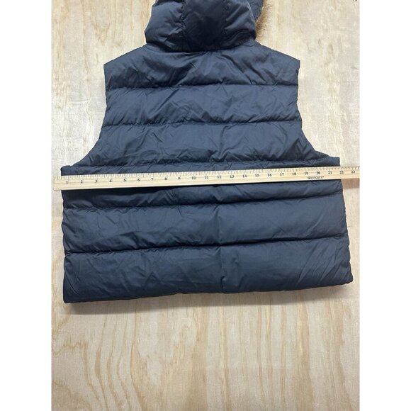 Gap Puffer Vest Down‎ Filled Women’s XL (Removable Fur) Hood Black Buttons Snaps - Picture 6 of 6